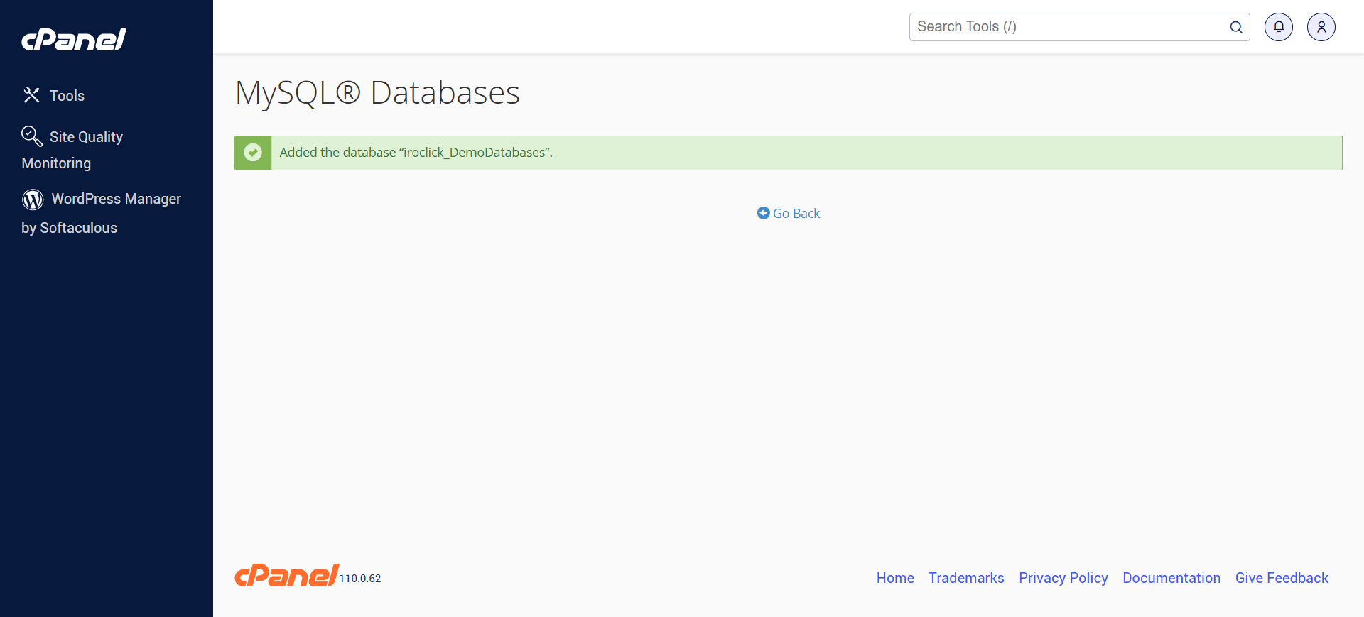 مرحله دوم تعیین یک نام کاربری جدید برای دیتابیس