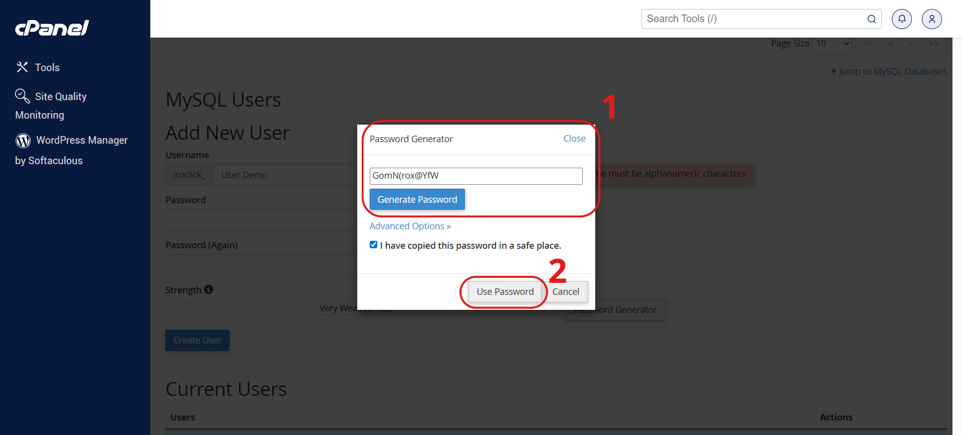 مرحله سوم اضافه کردن یک پسورد قوی