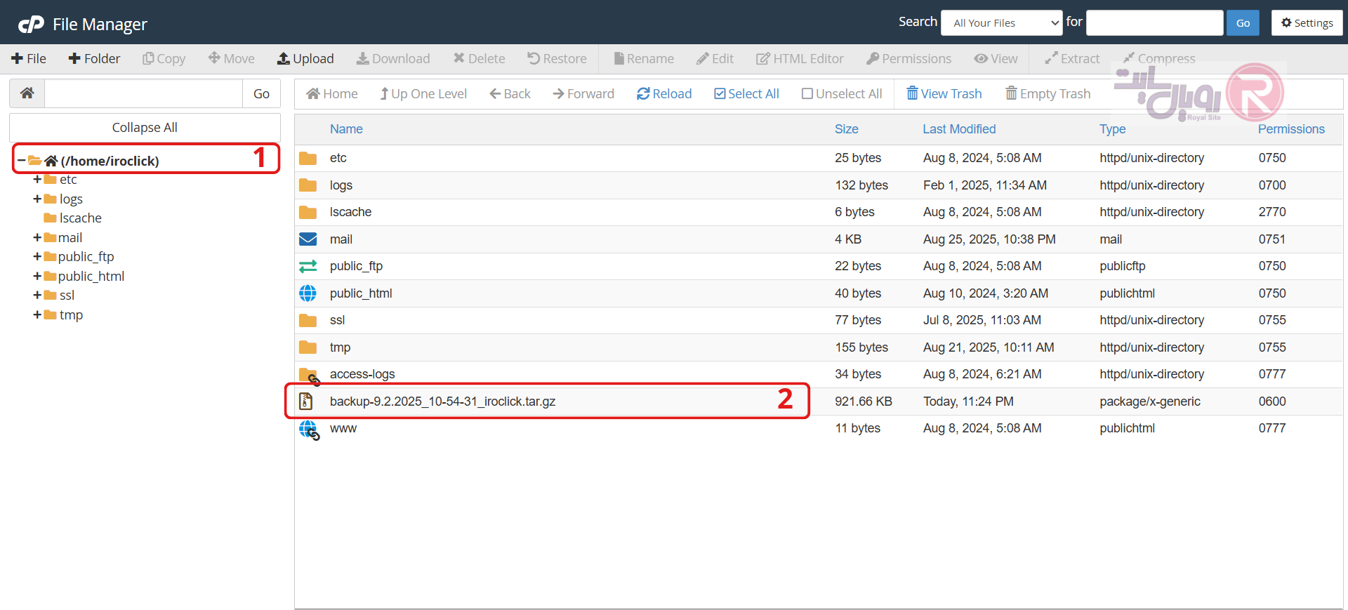 پیدا و بررسی کردن فایل بکاپ سی پنل