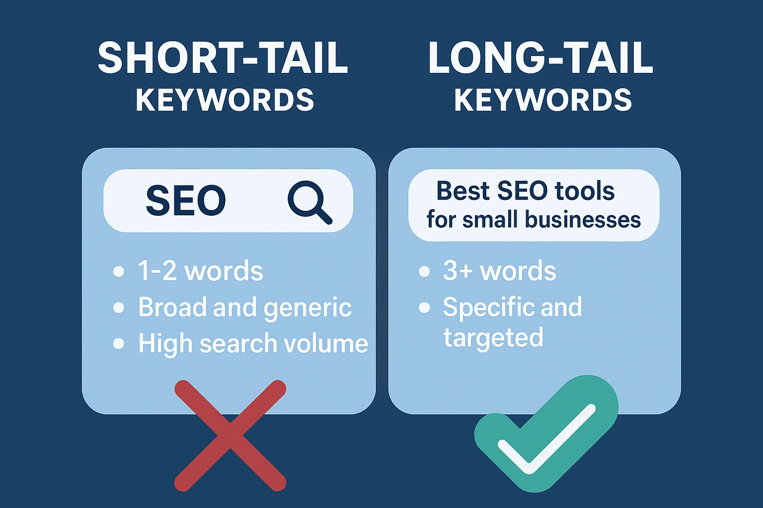 تفاوت کلمات کلیدی کوتاه و بلند