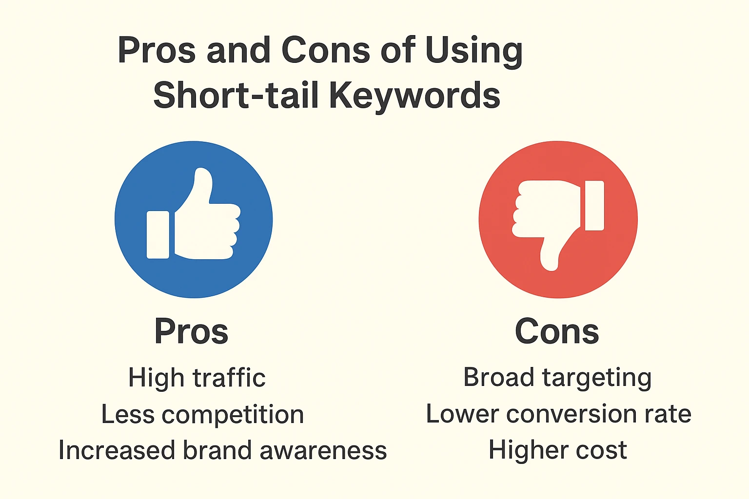 مزایا و معایب استفاده از کلمات کلیدی کوتاه (Short-tail)